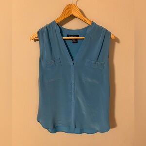 100% Silk Etcetera Henley Blouse Silver Buttons size 4